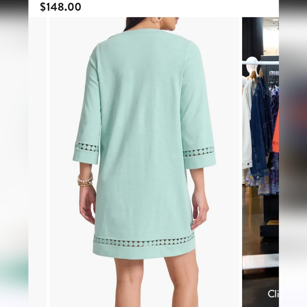 Tommy Bahama Sunset Harbor Long Sleeve Shift Dress  Canal Blue Size XS - Picture 2 of 7